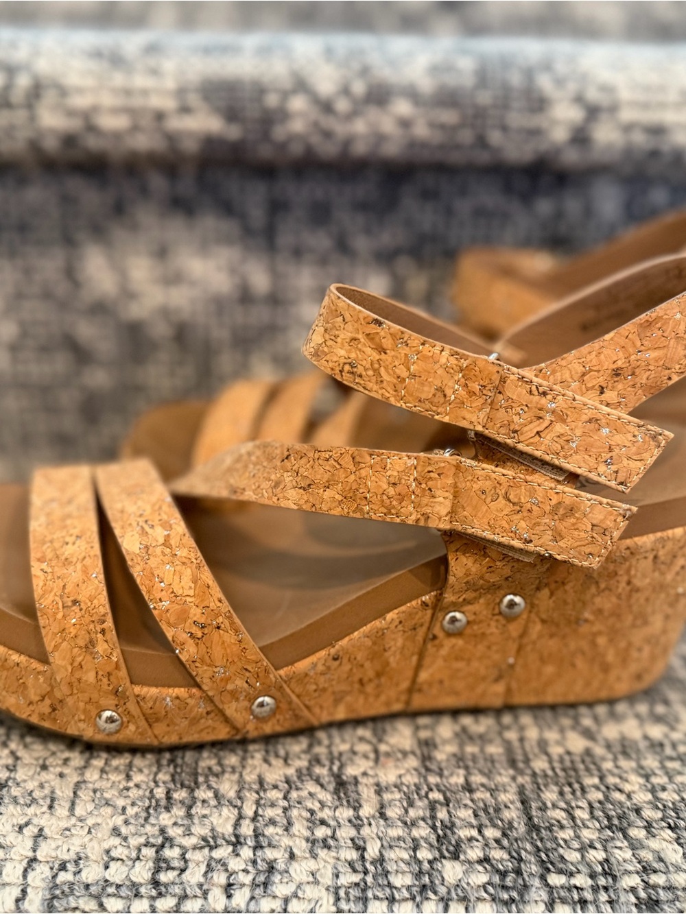 Cork Platform Wedge Sandals in Natural Cork